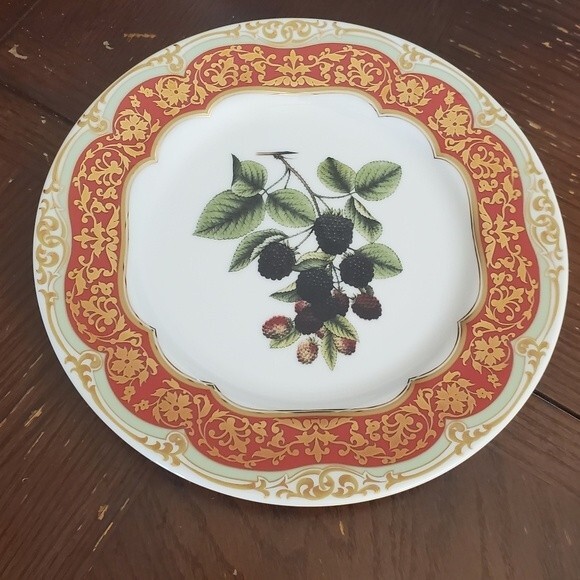 Andrea by Sadek 'Winterthur' Fruit Decor set of 4 Plates - 8.25"  MIJ - Picture 5 of 10